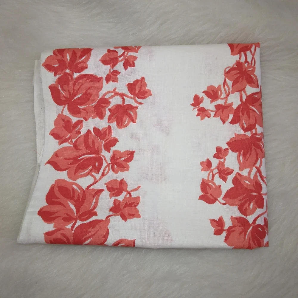 FABRIC Vintage Orange/Red/Coral banners of leaves, 2 pieces